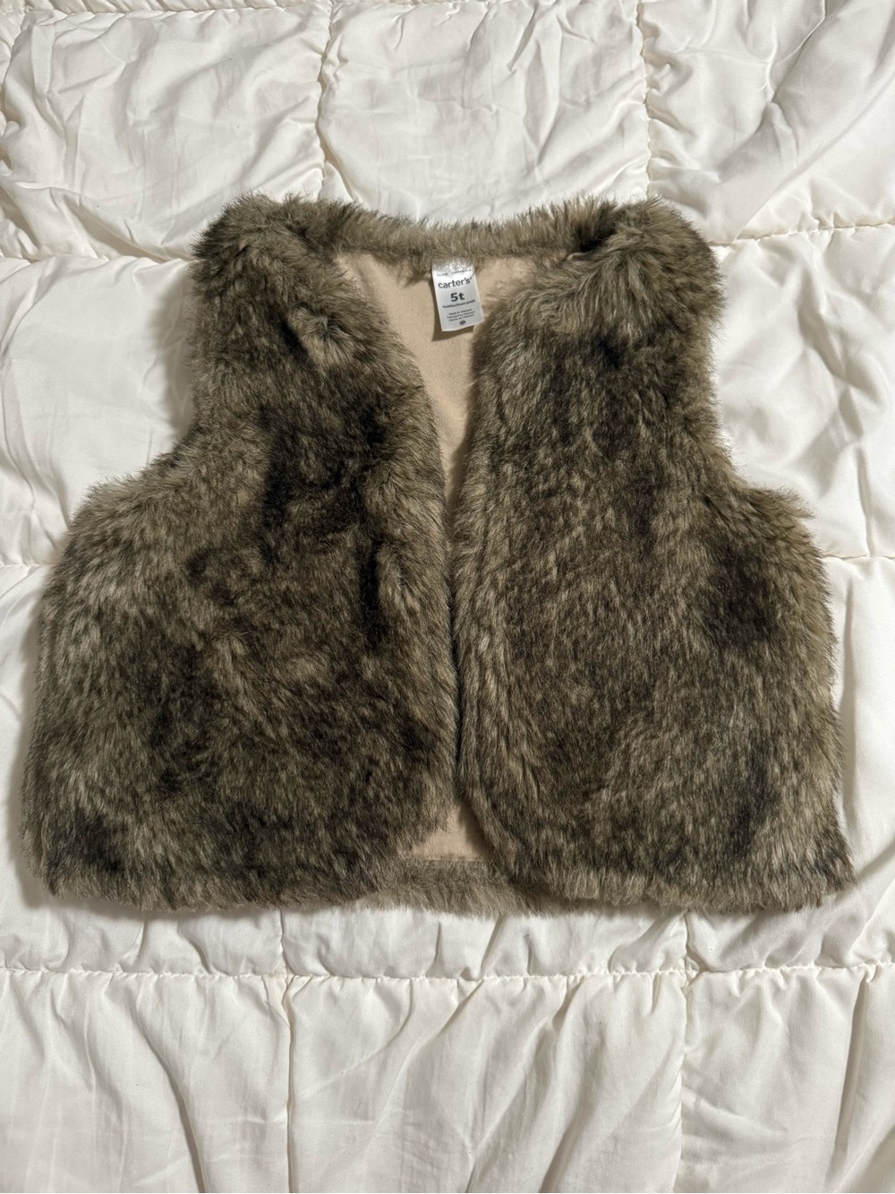 Carter's Faux Fur Vest in Olive Brown